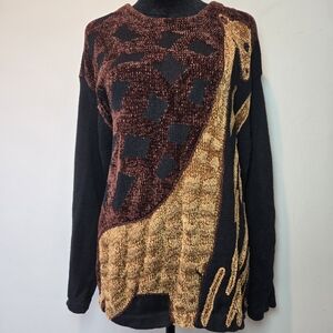 Vintage Victoria Harbour Giraffe Patterned Sweater Ramie Cotton Safari  XL Women